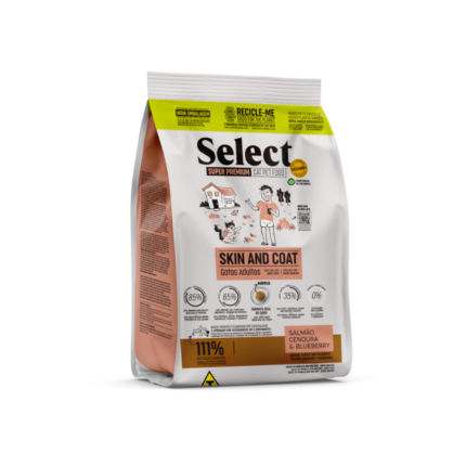 سيليكت طعام قطط تحسين الشعر Select dry cat food skin coat salmon turkey bag front view