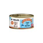 طعام سباركليز بالتونة والشيراسو بالمرق Sparkles tuna and shirasu gravy wet cat food can front view
