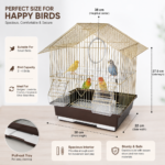 Dayang A101G Premium House Roof Luxury Gold Bird Cage (30 cm x 22 cm x 38 cm) - Image 2