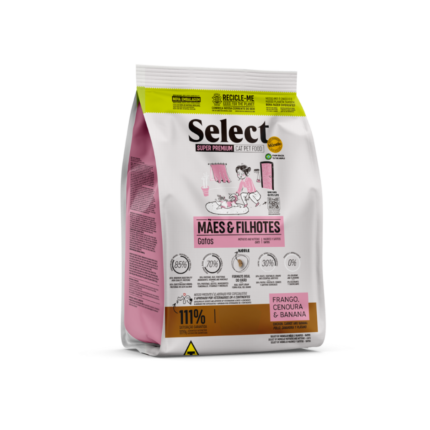 سيليكت طعام قطط صغيرة دجاج Select dry cat food kittens chicken carrot banana pink bag front view