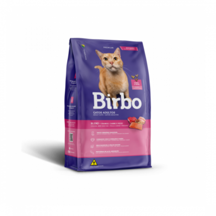 Premium maintenance kibbles Birbo Adult dry cat food traditional mix flavor purple bag - طعام يومي متكامل بيربو طعام قطط بالغة جاف بنكهة دجاج ولحم وسمك عبوة بنفسجية
