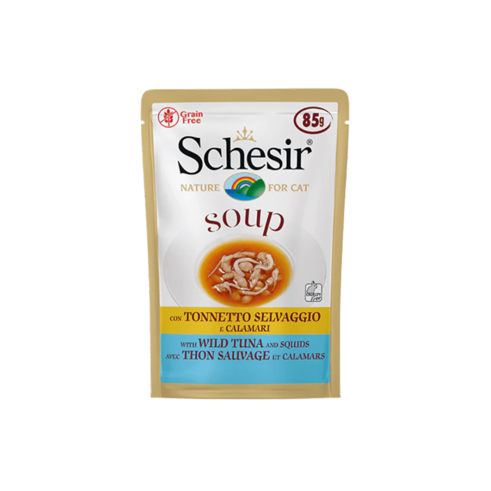 tQH7E0056XAu3kmf4b9rdT1LB9lSTnLUDcVChQtw شيزر | شوربة التونة البرية مع الحبار طعام رطب للقطط 85 جرام - الصورة 1